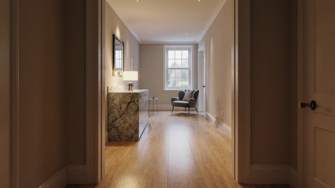 Finished bedroom bump‑out featuring oak flooring, LED lighting, and a double‑glazed window.