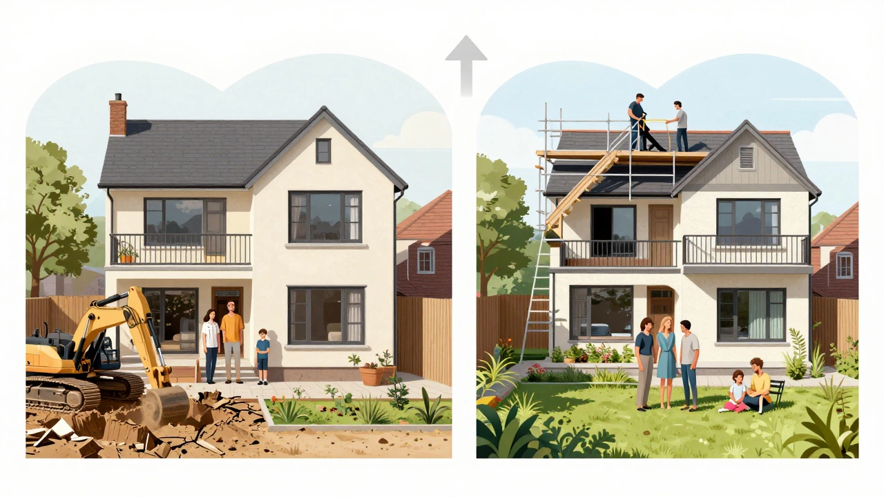 Split-image comparison: disruptive side extension vs. quiet loft conversion in urban home.