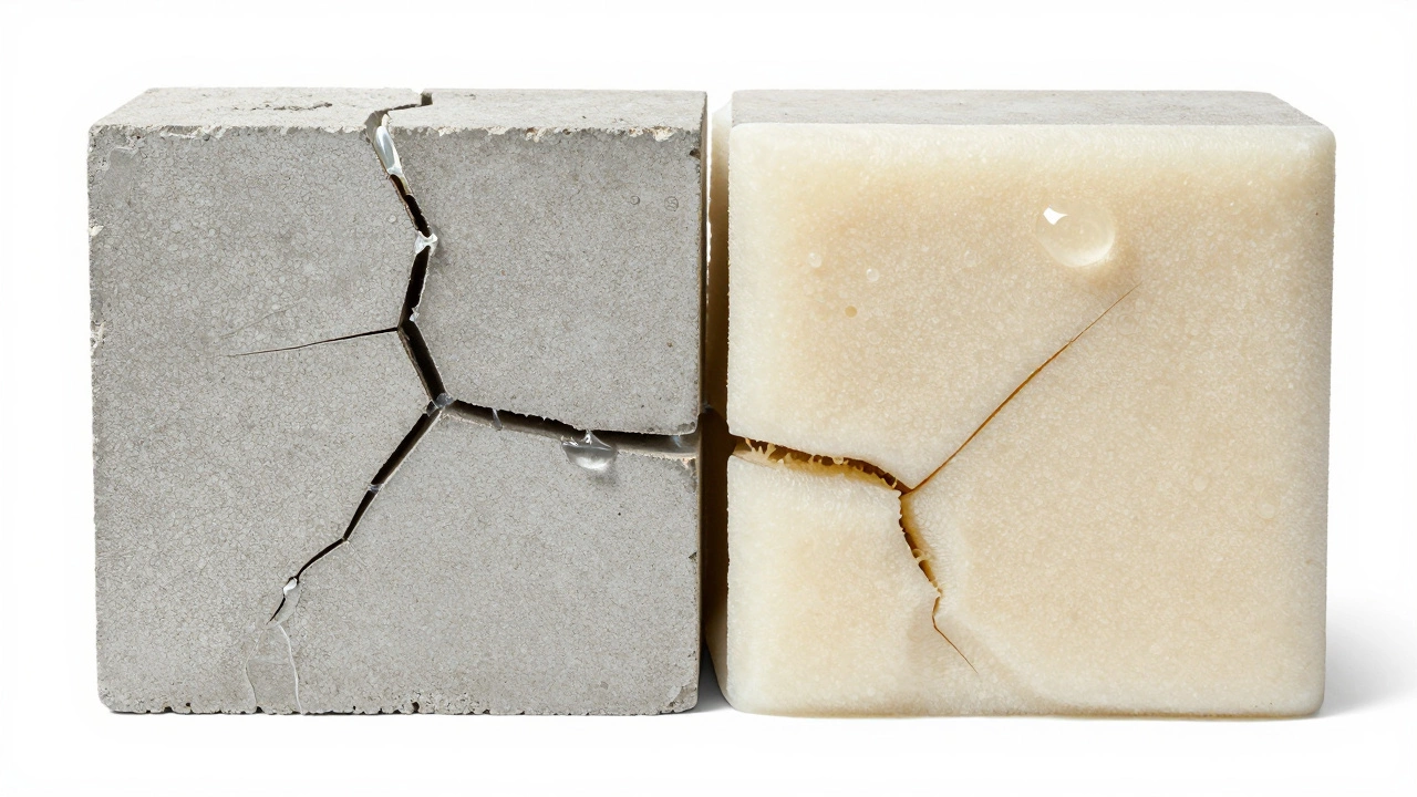 Comparison of rigid epoxy resin and flexible polyurethane foam fillers in concrete cracks