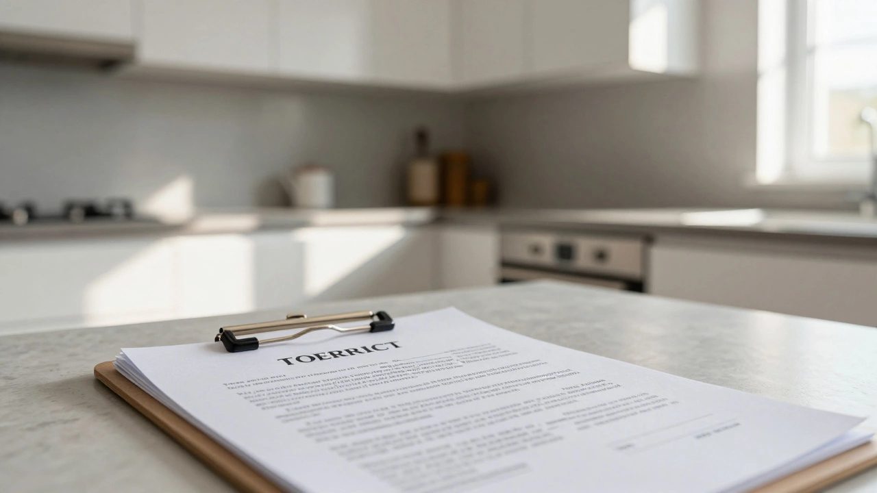 Finished renovation with signed contract in foreground