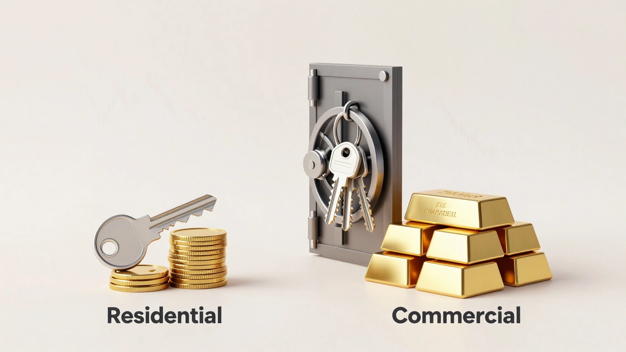 Illustration of residential key vs commercial vault for investment