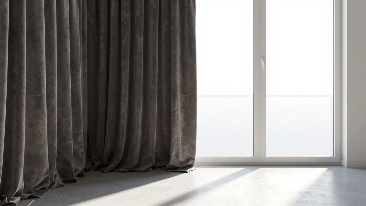 Comparison of dark curtained window versus bright bare window with film