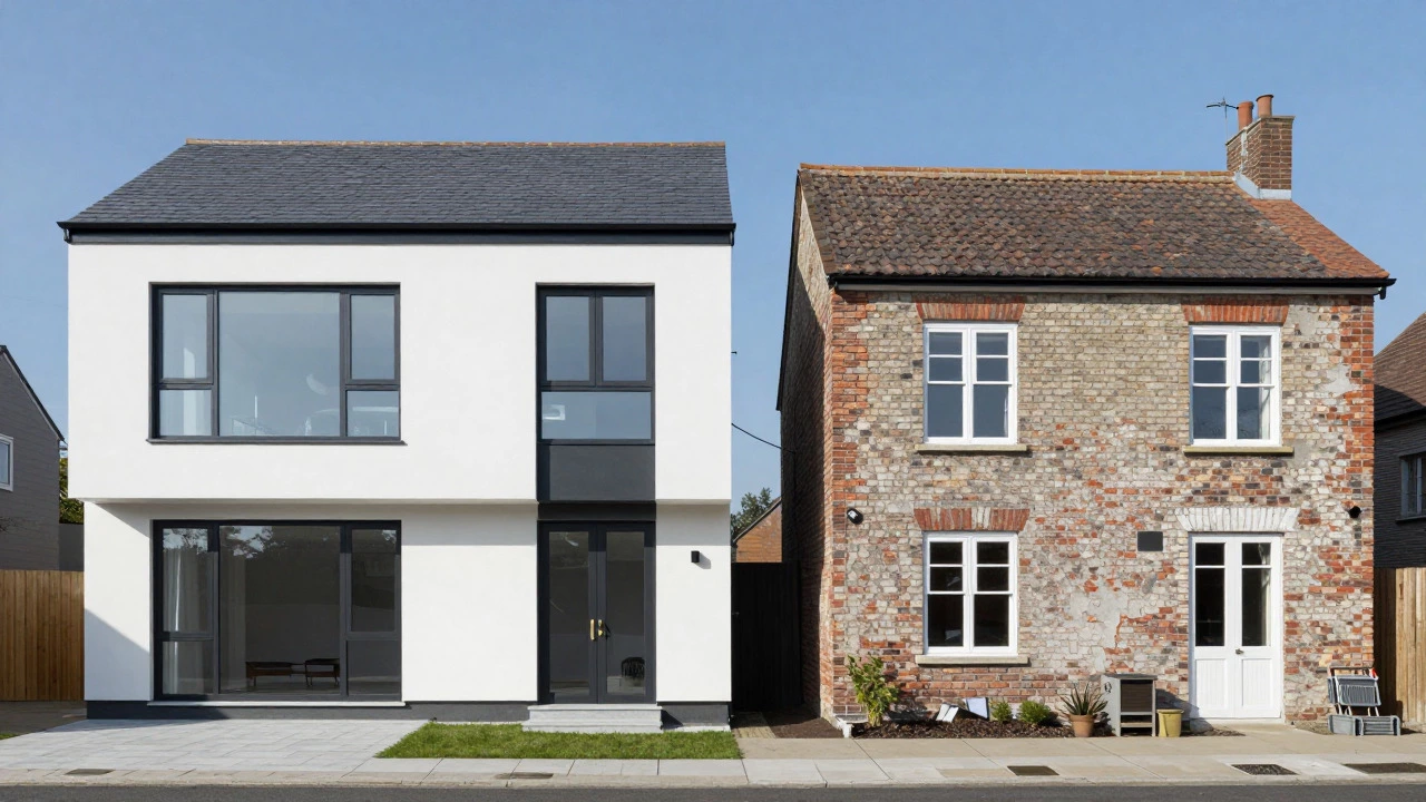 Modern energy-efficient new build compared to older property
