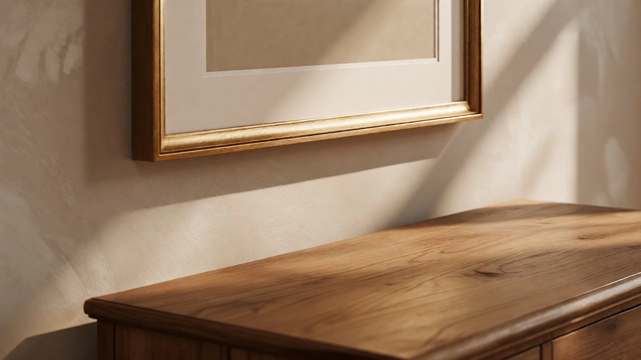 Wall art hanging with correct gap above console
